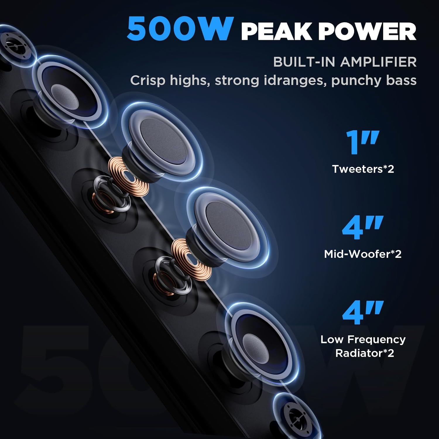 25 Inch UTV Sound Bar, ATV SoundBar Bluetooth with RGB Lighting, Amplified Sound Bar, Waterproof Golf Cart Sound Bar, UTV Speakers Compatible with Polaris RZR Can-Am