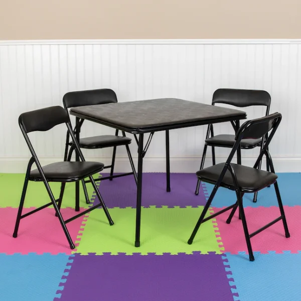 24-in x 24-in 5-Piece Indoor Powder-coated Steel Folding Table and Chair Set