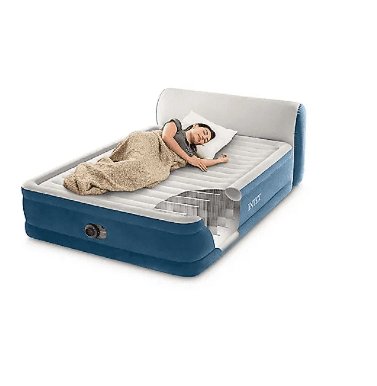 Intex 66158SS Queen Dura-Beam Deluxe Series Comfort Headboard Airbed W/Internal Pump