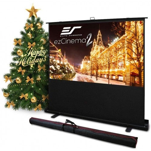 Elite Screens ezCinema 2, Manual Floor Pull Up with Scissor Backed Projector Screen, 70-inch 16:9, Portable Home Theater Office Classroom Projection Screen with Carrying Bag, F70XWH2