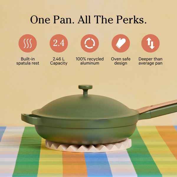 10.5-Inch Ceramic Nonstick Skillet Pan, Toxin-Free with Stainless Steel Handle, Oven Safe Sage