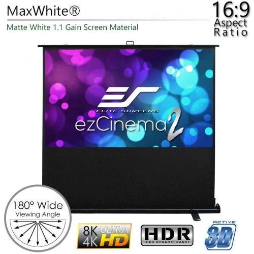 Elite Screens ezCinema 2, Manual Floor Pull Up with Scissor Backed Projector Screen, 70-inch 16:9, Portable Home Theater Office Classroom Projection Screen with Carrying Bag, F70XWH2