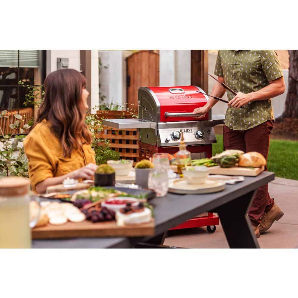 Nexgrill Deluxe 2-Burner Propane Gas Grill, Red �?Stainless Steel, 28,000 BTUs, Compact Design