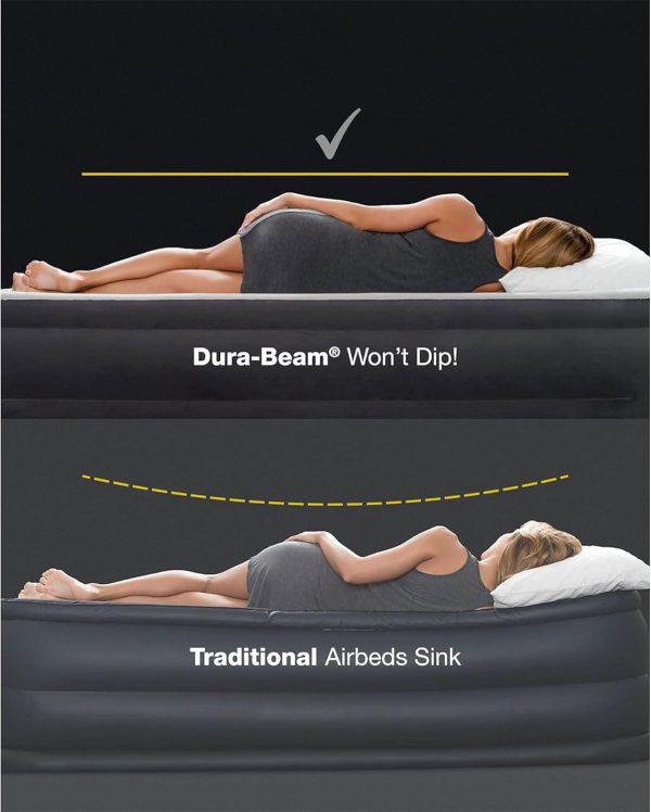 18 Inch Twin Size TruAire Luxury Air Mattress with Fiber Tech and Built in Electric Pump for Home and Room Essentials, Grey