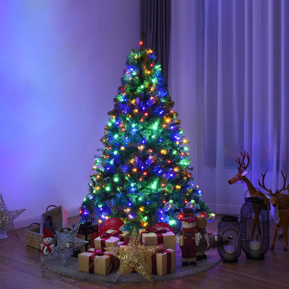 Costway 8Ft Pre-Lit Artificial Christmas Tree Hinged 750 LED Lights