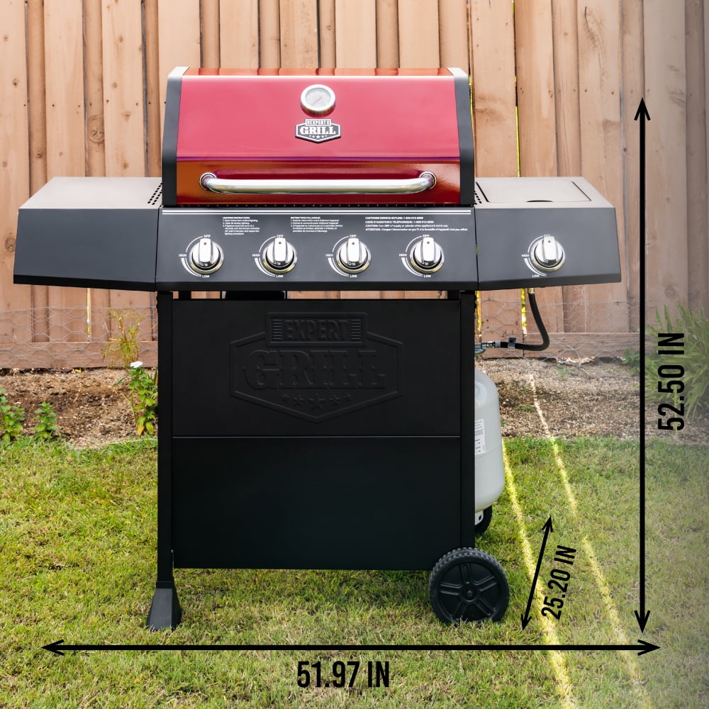 Expert Grill 4 Burner with Side Burner Propane Gas Grill in Red, 60,000 BTUs