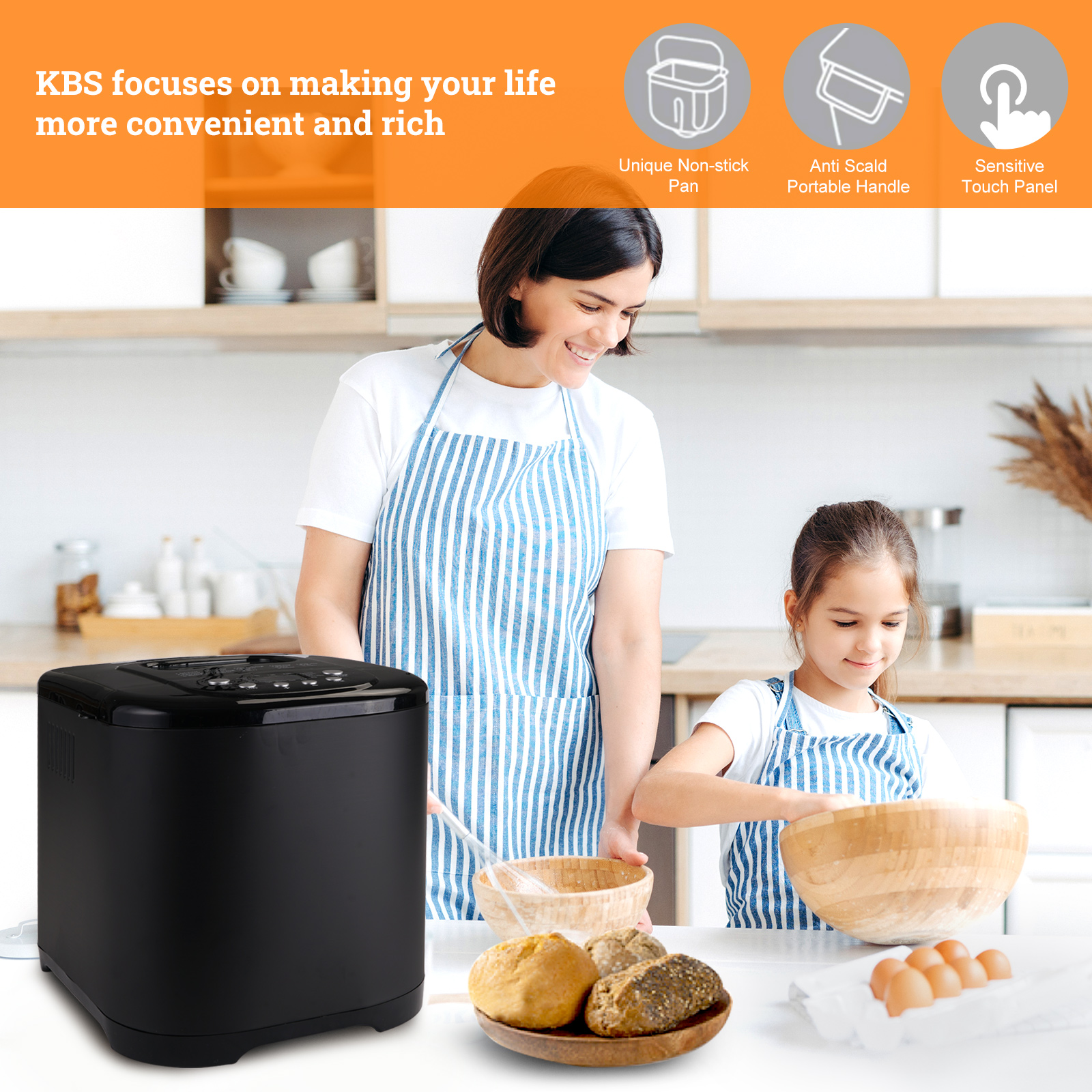 004 KBS 15-in-1 2LB Bread Maker Machine Fully Automatic LCD Display