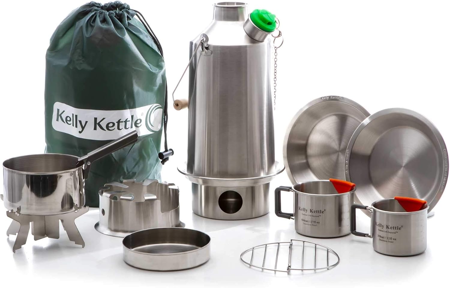 Kelly Kettle Ultimate Base Camp Kit �C 54 oz Large Stainless Steel Camp Kettle, Lightweight Camping Kettle with Whistle, Kelly Kettle Stove for Fishing, Hunting, Hiking