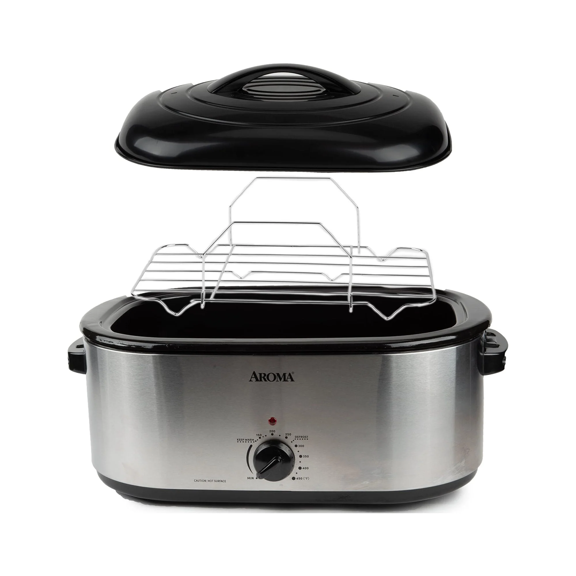 Aroma 22 Quart Electric Roaster Oven Stainless Steel with Self-Basting Lid, ART-712SB