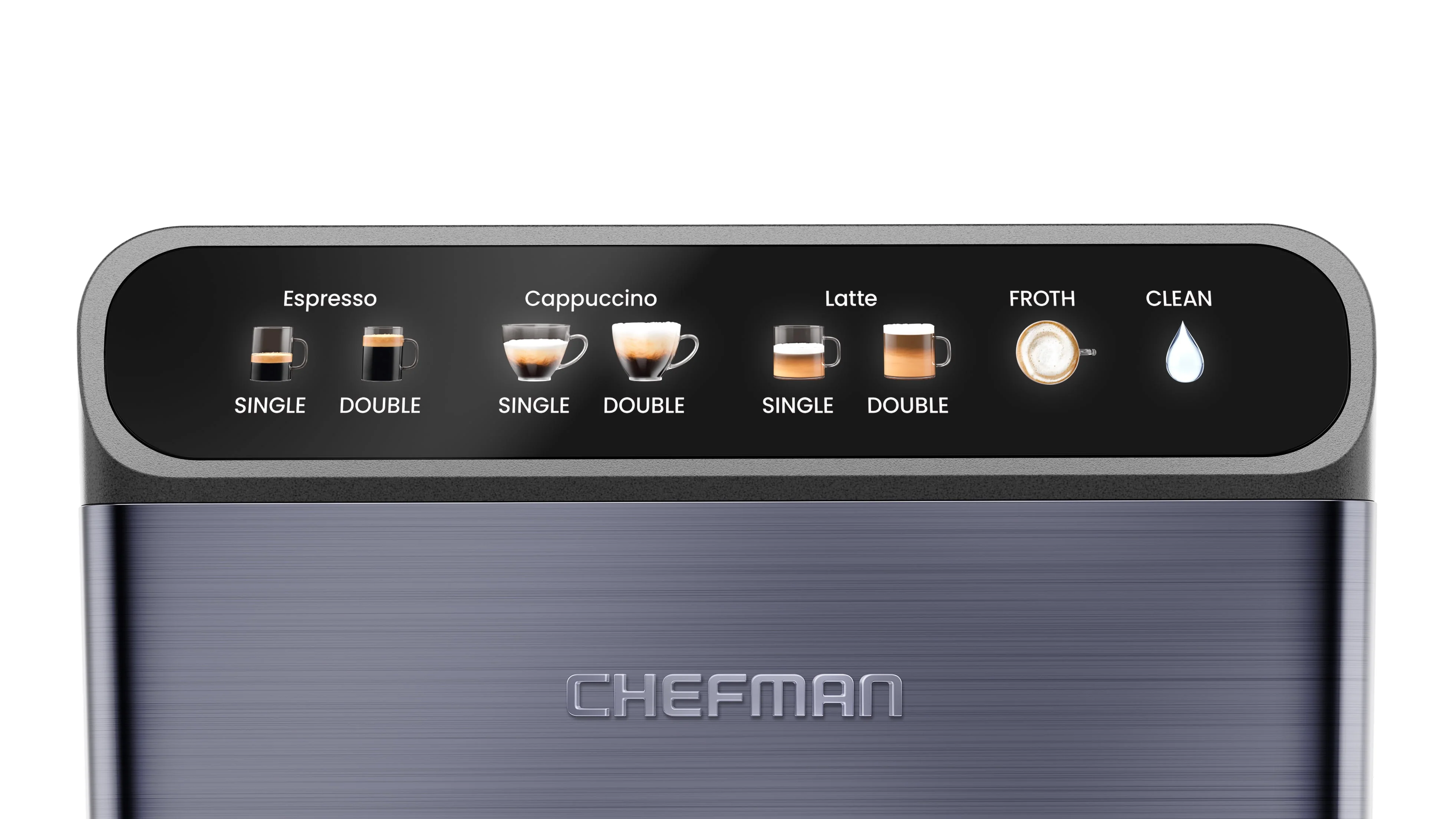 Chefman Espresso Machine w/ Milk Frother, 20 Bar Pump, Digital Display - Black Stainless Steel, New