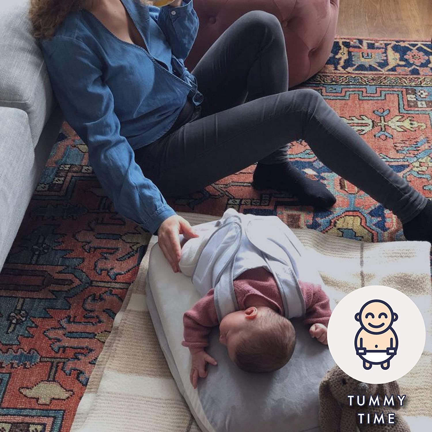 Babocush Newborn Comfort Cushion with Gentle Vibration and Heartbeat Sound, Helps Prevent Colic, Relieves Gas and Reflux, Provides Essential Tummy Time