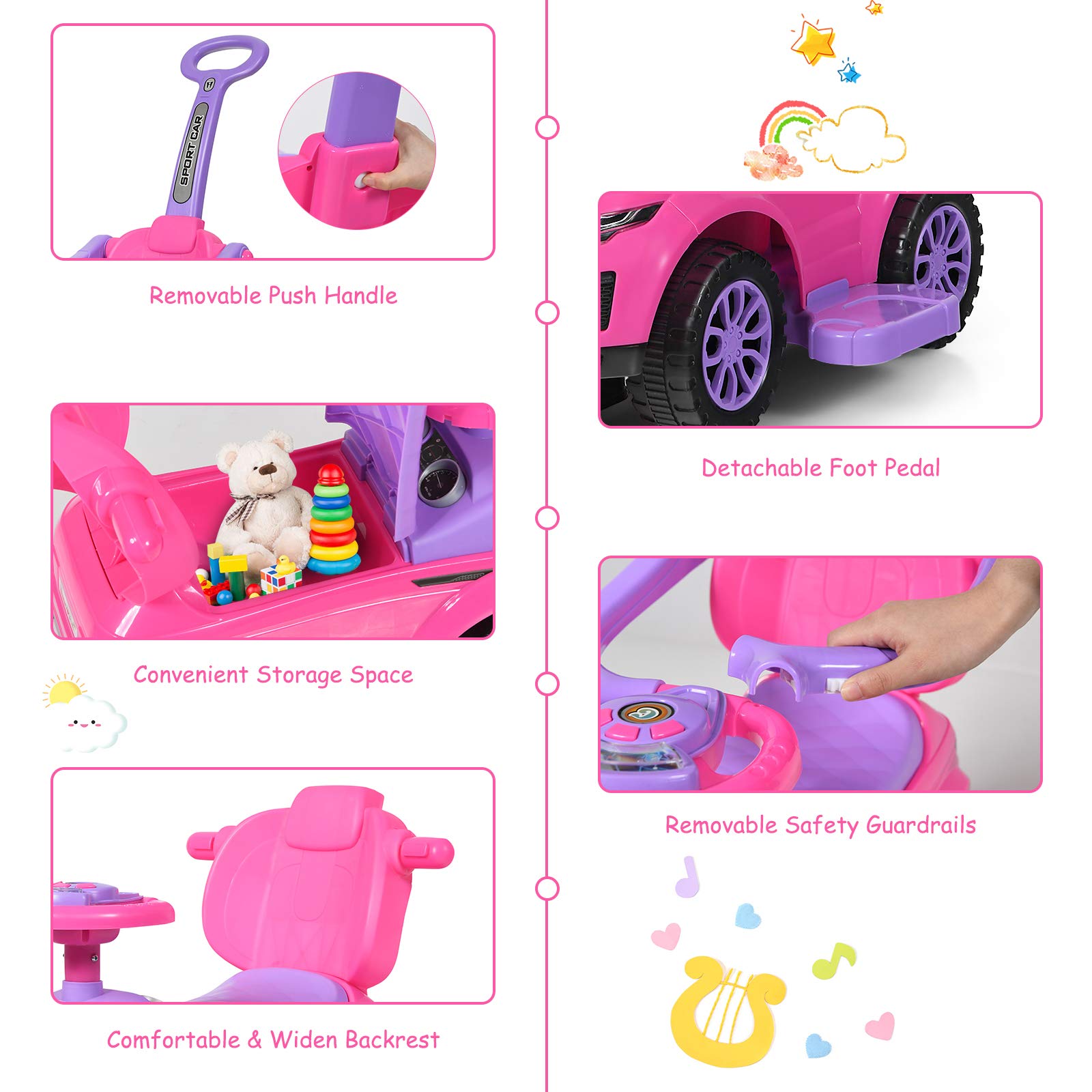 Costzon Stroller Sliding Parental Guardrails