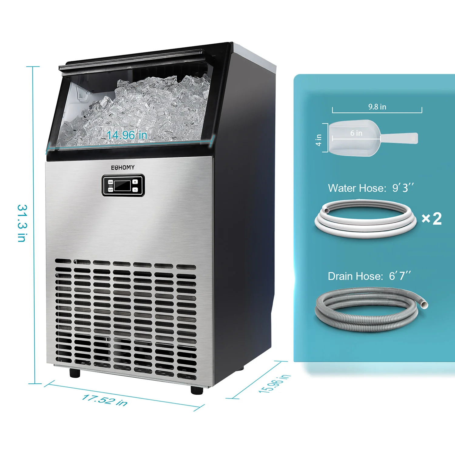 EUHOMY Excellent Storage Container Undercounter Commercial Ice Machine