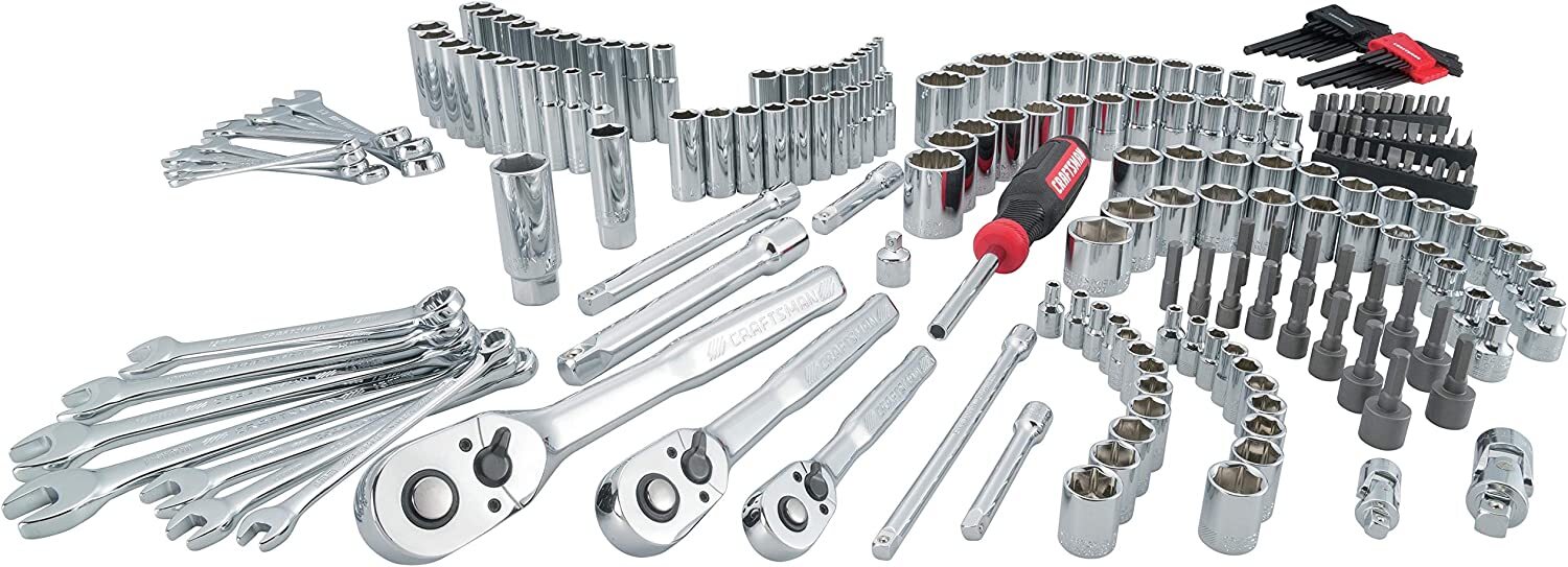 CRAFTSMAN Mechanics Tools Kit, 216-Piece with 3-Drawer Box, Chrome Finish, 72-Tooth Ratchets, 6-Point Sockets, VERSASTACK Compatible