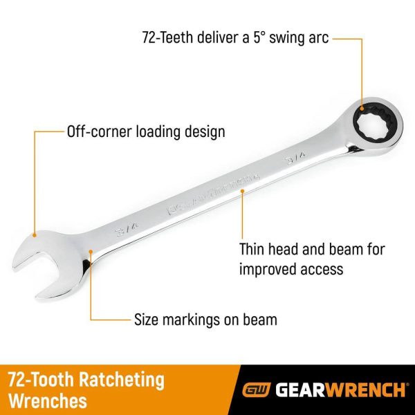 1002716201 SAE/Metric 72-Tooth Combination Ratcheting Wrench Tool Set (32-Piece)