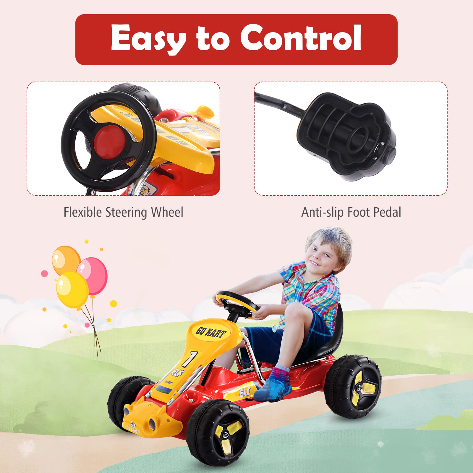 Costzon 3 Position Adjustable Steering Anti Slip