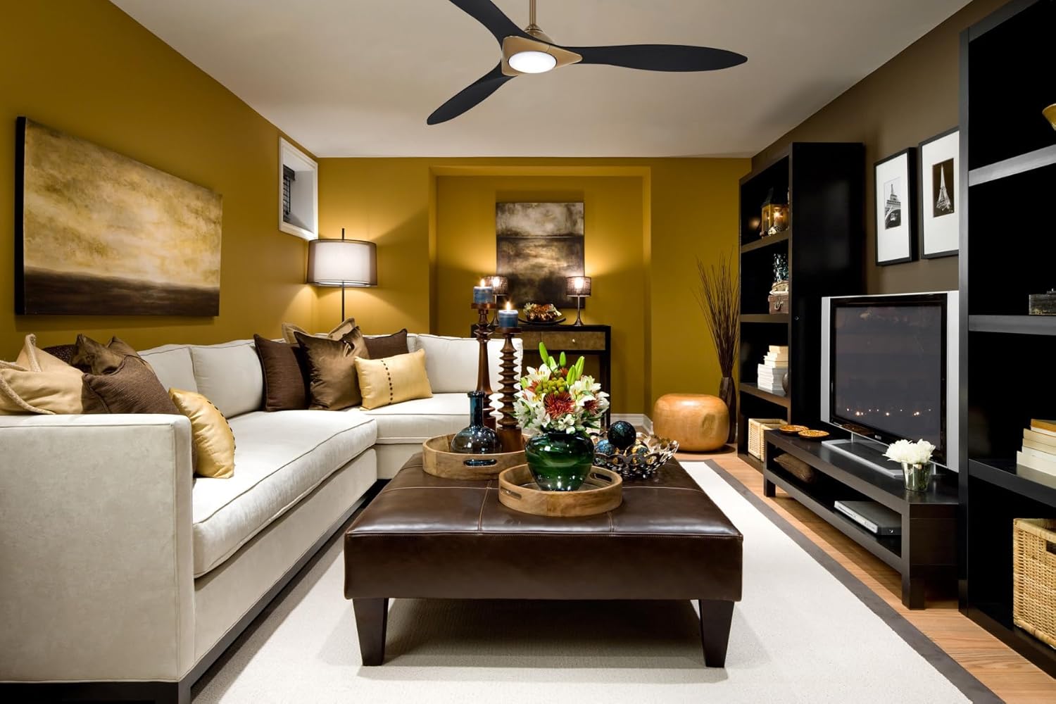 Ceiling Fan (Soft Brass/Flat White)