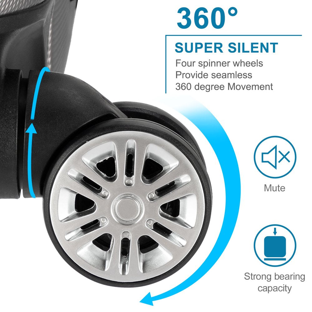 Zimtown 4 Piece Luggage Set, ABS Hard Shell Suitcase Luggage Sets Double Wheels with TSA Lock