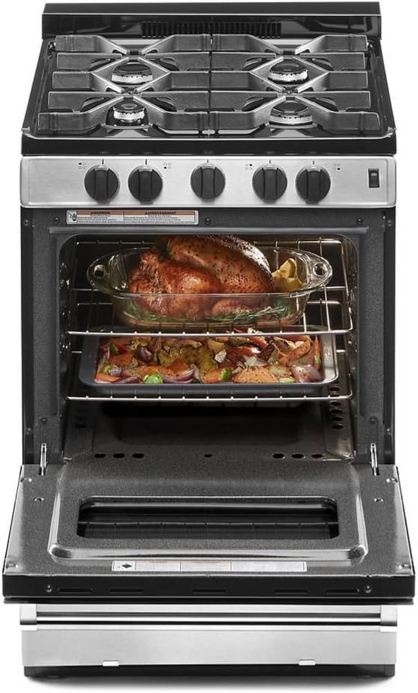 Whirlpool 24′′ Stainless Steel Freestanding Gas Range with Sealed Burners – ADA Compliant