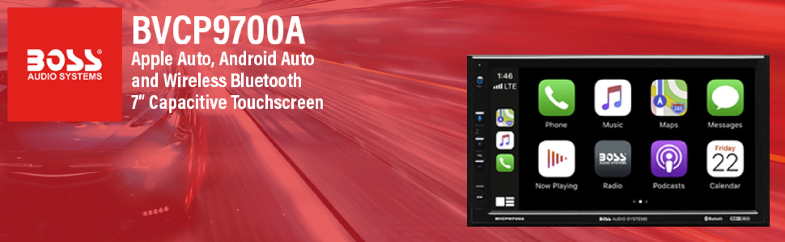 BOSS 2 Din Apple Carplay Android Auto Car Stereo System