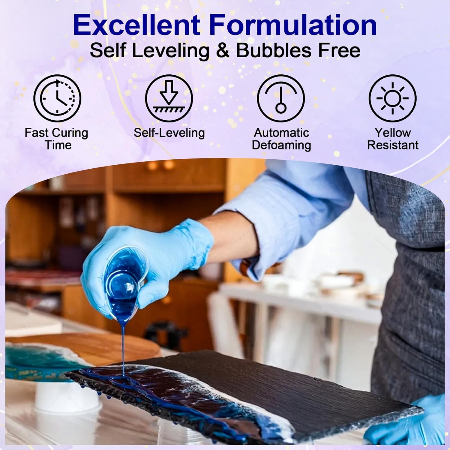 JANCHUN 4 Gallon Epoxy Resin Kit, High Gloss, Clear, Self-Leveling, Fast Curing for Art Projects & River Tables