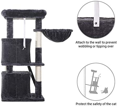 Hey-brother 41.34 inches Cat Tree with Scratching Board, 2 Luxury Condos, Cat Tower