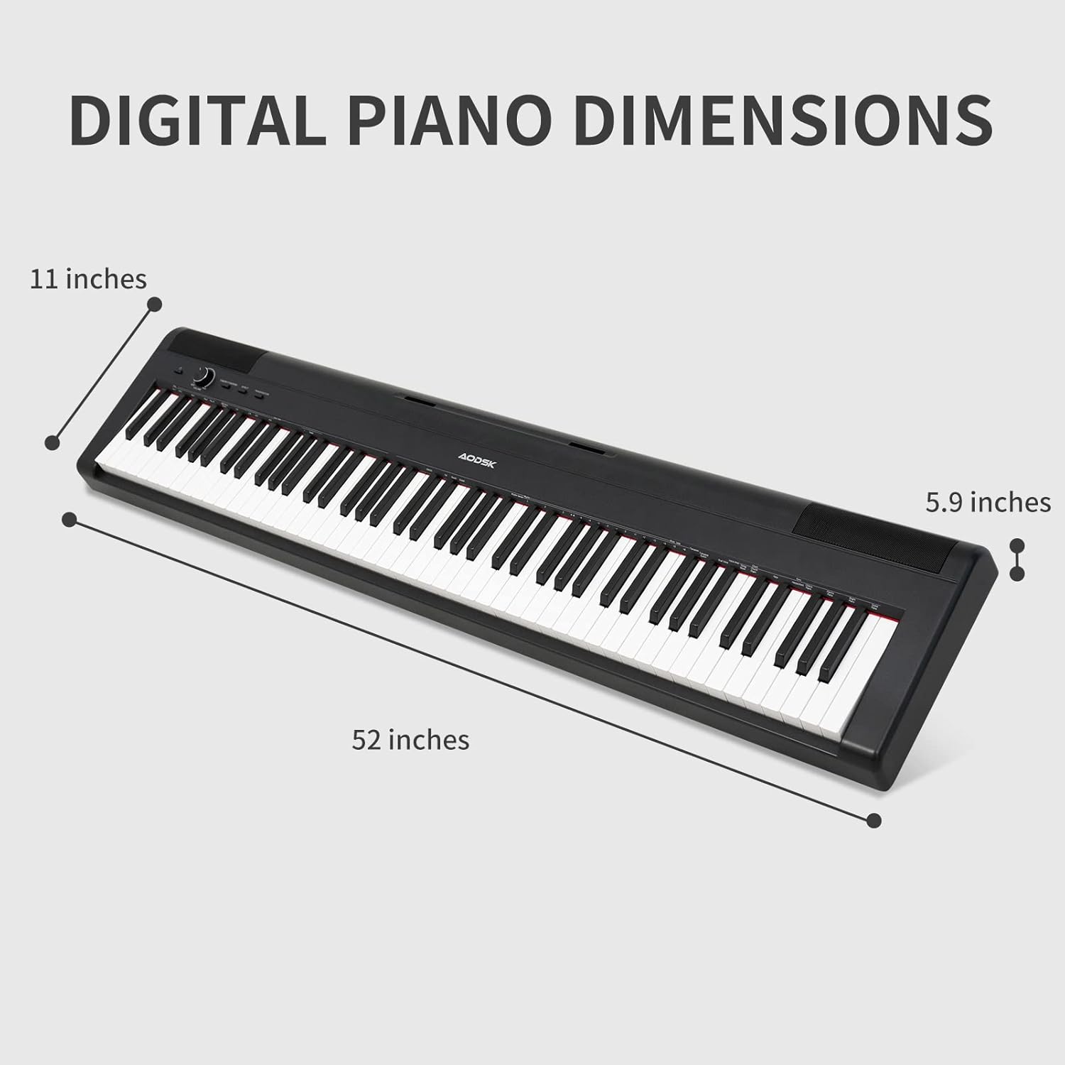 AODSK S-200 88-Key Weighted Digital Piano, Hammer Action, Black, with Sustain Pedal & Stereo Speakers