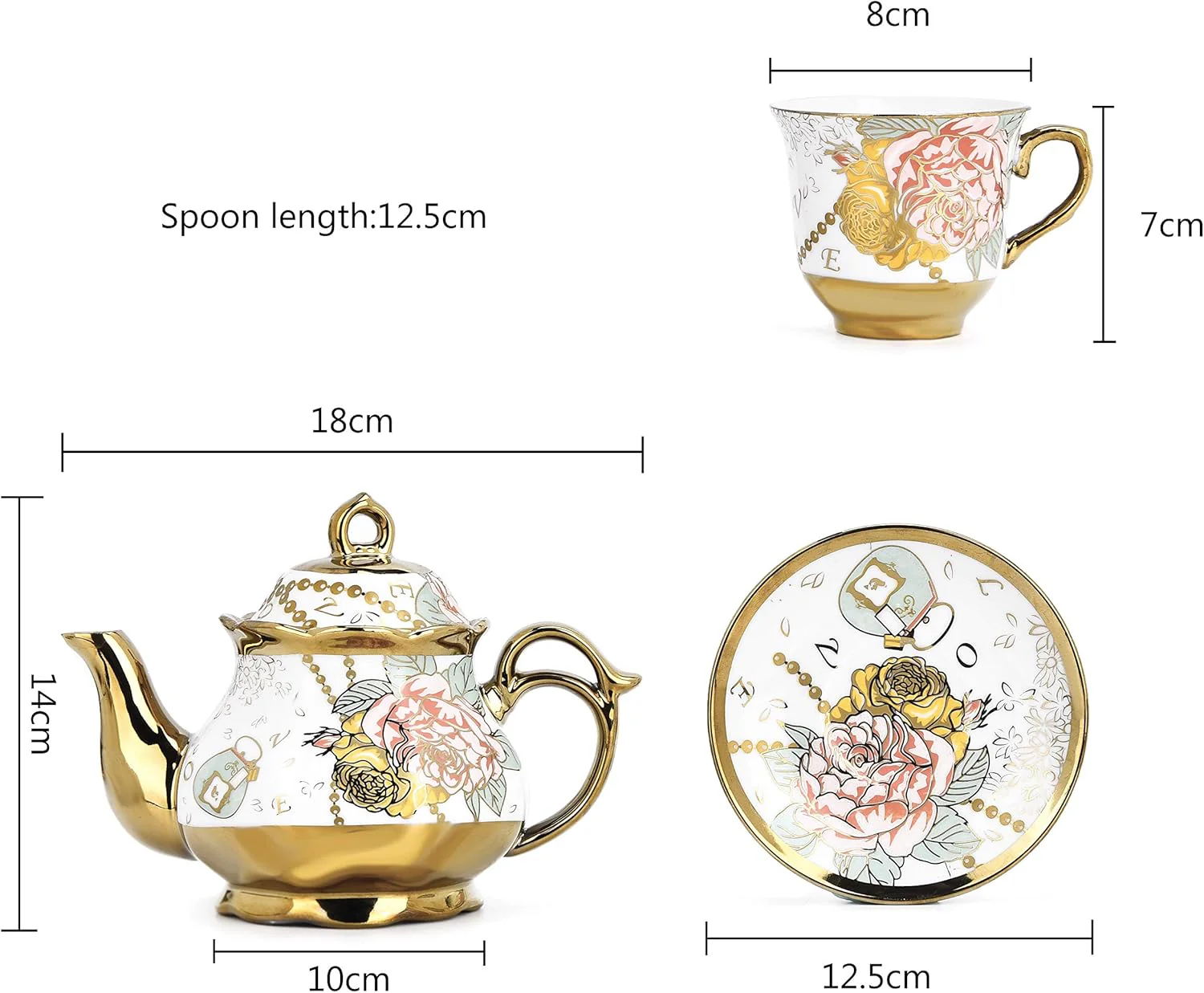 DaGiBayCn 20 PCS Tea set Ceramics Tea set Afternoon Tea Set Adult tea set Gift Tea Set Can Drink Coffee Strong Tea blue