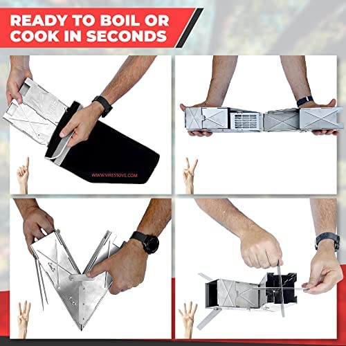 Vire Stove – Portable & Foldable Outdoor Wood Burning Rocket Stove | Survival or Emergency Gear | Camping Cooking Twig Stove