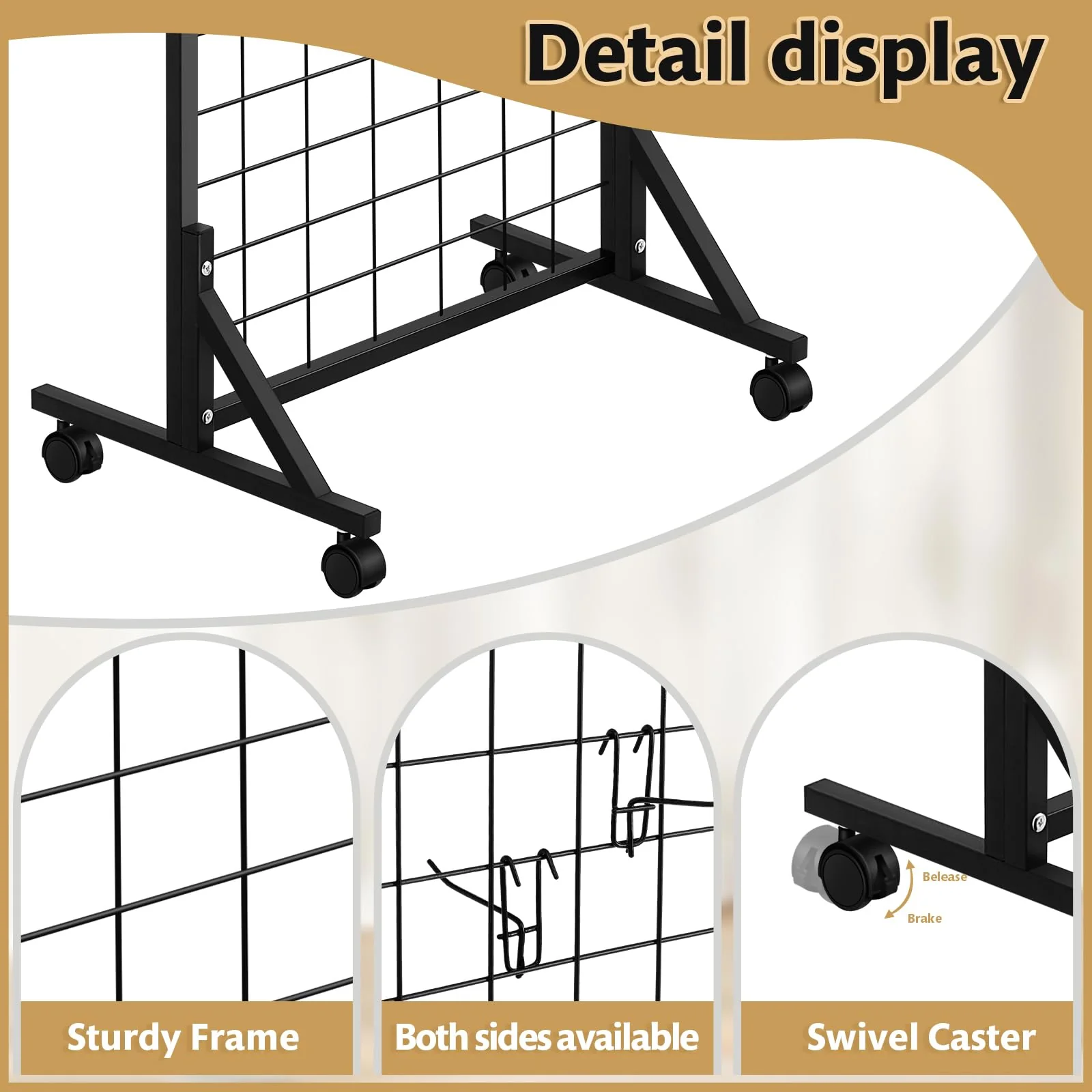 Blulu 4 Pcs Standing Grid Panel Tower with S Hook