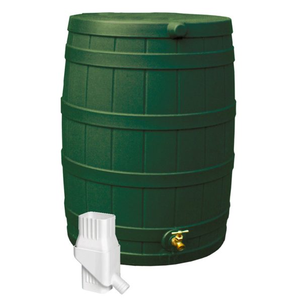 50 Gallon Rain Barrel with Diverter Kit   Black
