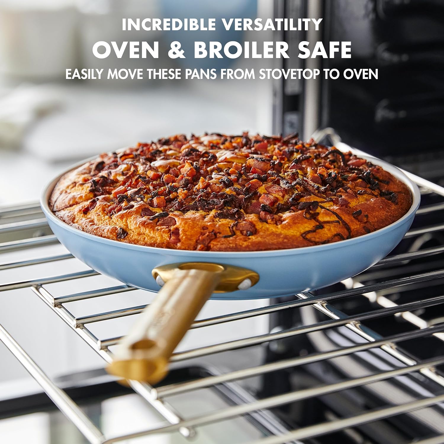 Reserve Hard Anodized Healthy Ceramic Nonstick 10 Piece Cookware Pots and Pans Set, Gold Handle, PFAS-Free, Dishwasher Safe, Oven Safe, Black