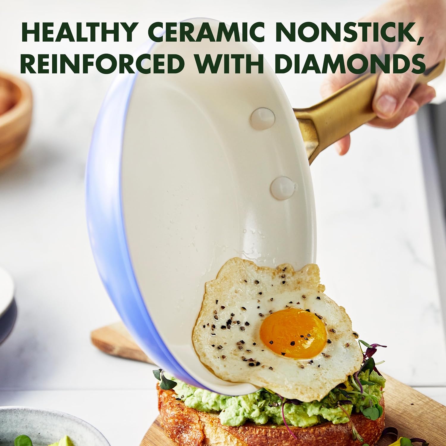 Reserve Hard Anodized Healthy Ceramic Nonstick 10 Piece Cookware Pots and Pans Set, Gold Handle, PFAS-Free, Dishwasher Safe, Oven Safe, Black