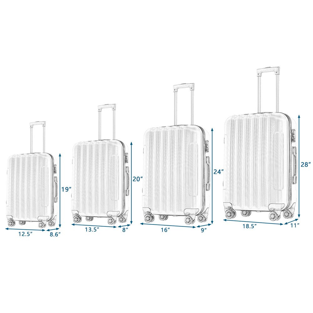Zimtown 4 Piece Luggage Set, ABS Hard Shell Suitcase Luggage Sets Double Wheels with TSA Lock