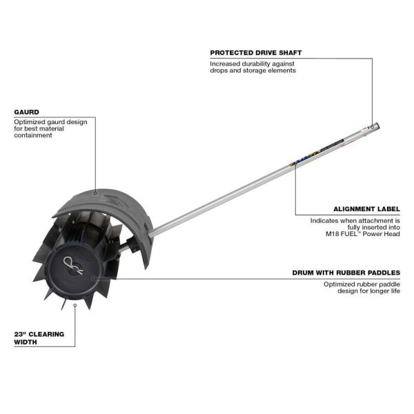 49-16-2720-49-16-2740 M18 FUEL QUIK-LOK 10 in. Pole Saw Attachment and M18 FUEL QUIK-LOK Rubber Broom Attachment (2-Tool)