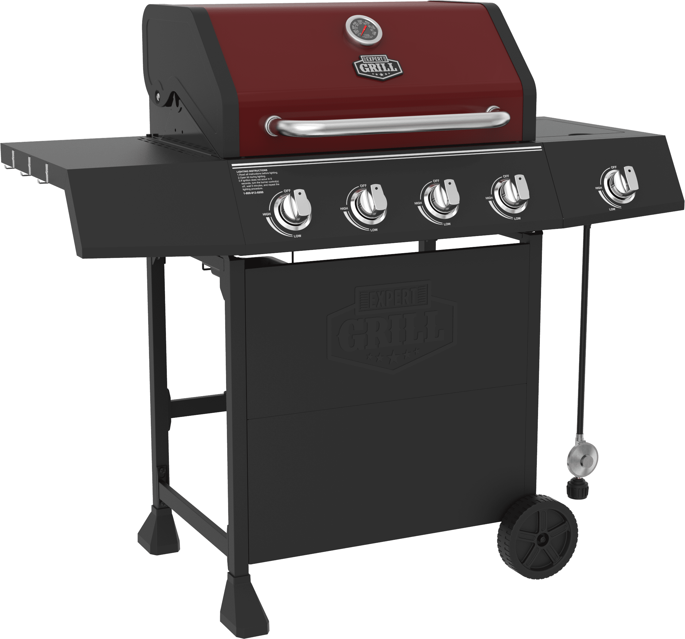 Expert Grill 4 Burner with Side Burner Propane Gas Grill in Red, 60,000 BTUs