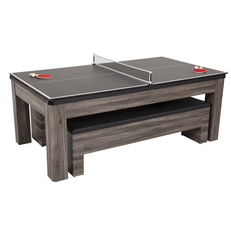 7�� 3-in-1 Combination Table Includes Billiards, Table Tennis, & Dining Table