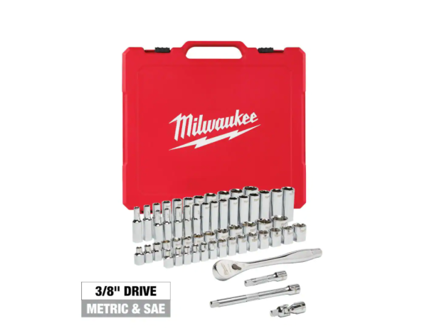 48-22-9008 3/8 in. Drive SAE/Metric Ratchet and Socket Mechanics Tool Set (56-Piece)