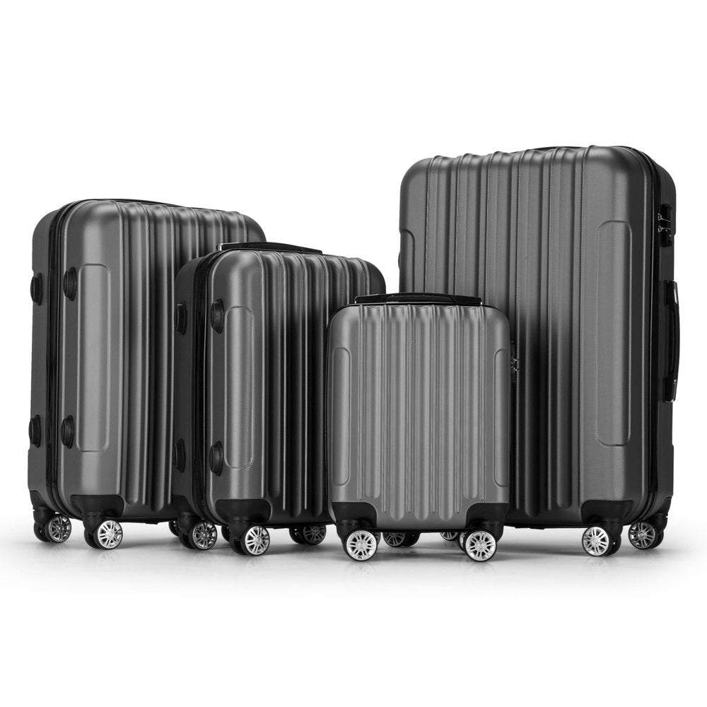 Zimtown 4 Piece Luggage Set, ABS Hard Shell Suitcase Luggage Sets Double Wheels with TSA Lock
