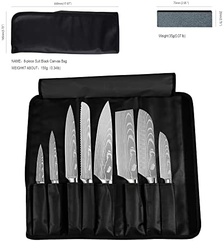 XYJ Stainless Steel Kitchen Knives Set 8 Piece Chef Knife Set with Carry Case Bag & Sheath Well Balance Ergonomic Handle