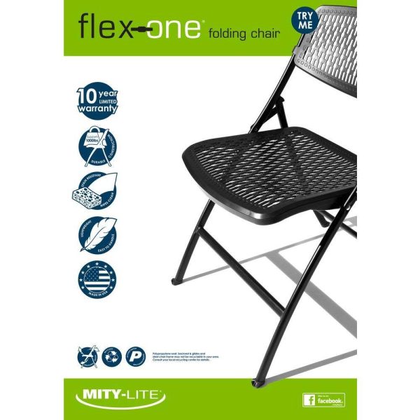 2FF004HDX Plastic Seat Folding Chair in Black (Set of 4)