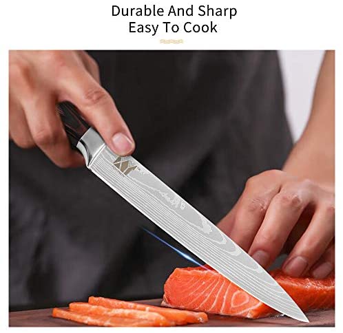 XYJ Stainless Steel Kitchen Knives Set 8 Piece Chef Knife Set with Carry Case Bag & Sheath Well Balance Ergonomic Handle