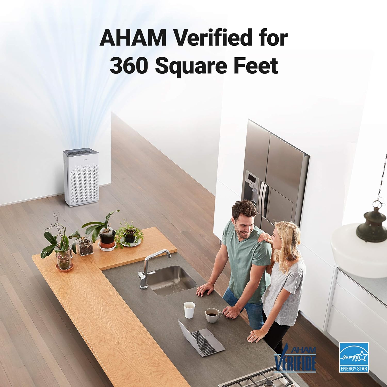 1022-0214-00 Wi-Fi Air Purifier, 360sq ft Room Capacity, Amazon Alexa and Dash Replenishment Enabled, White