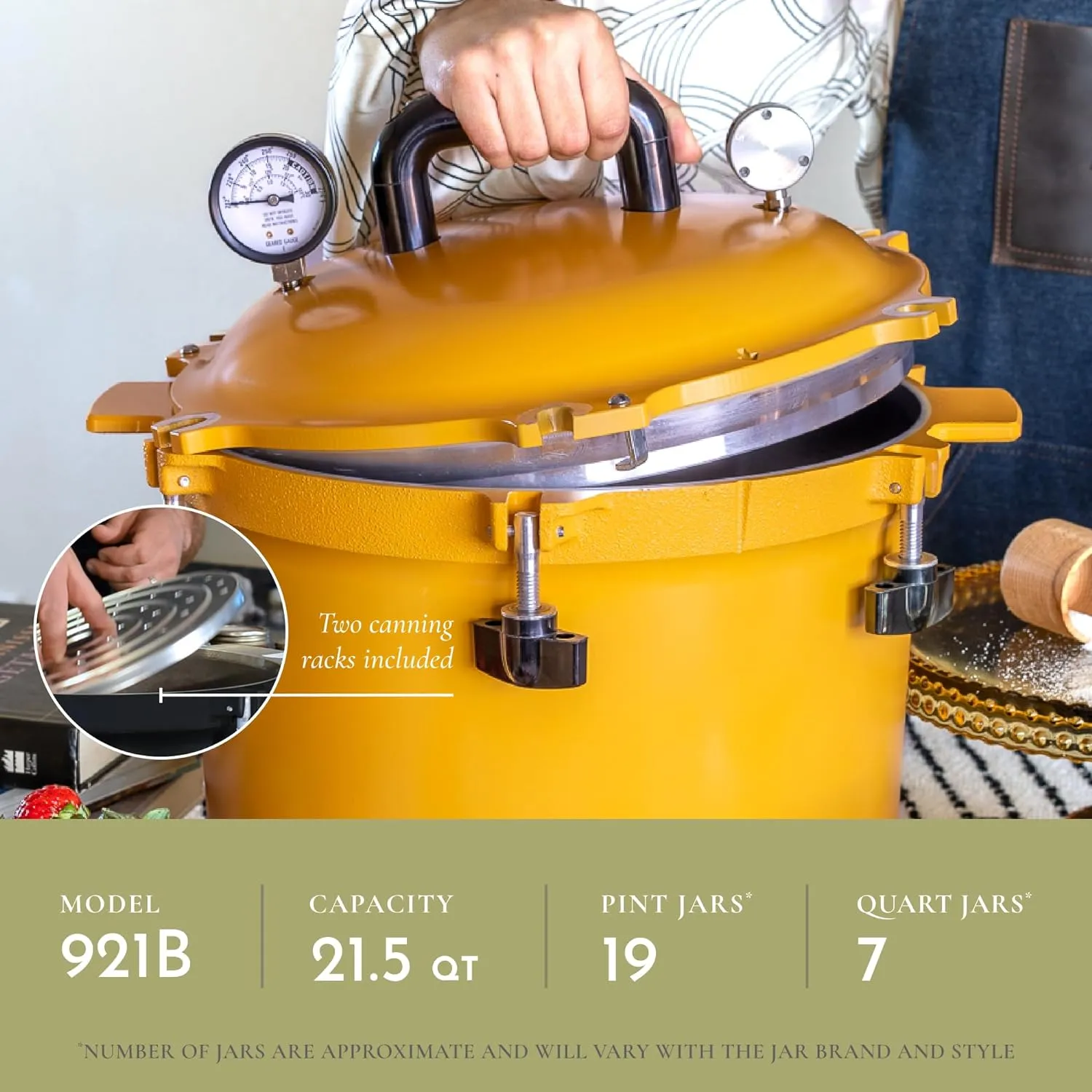 All American 1930 21.5qt Pressure Cooker & Canner, Aluminum, Metal-to-Metal Seal, Gas & Electric Compatible, Made in USA