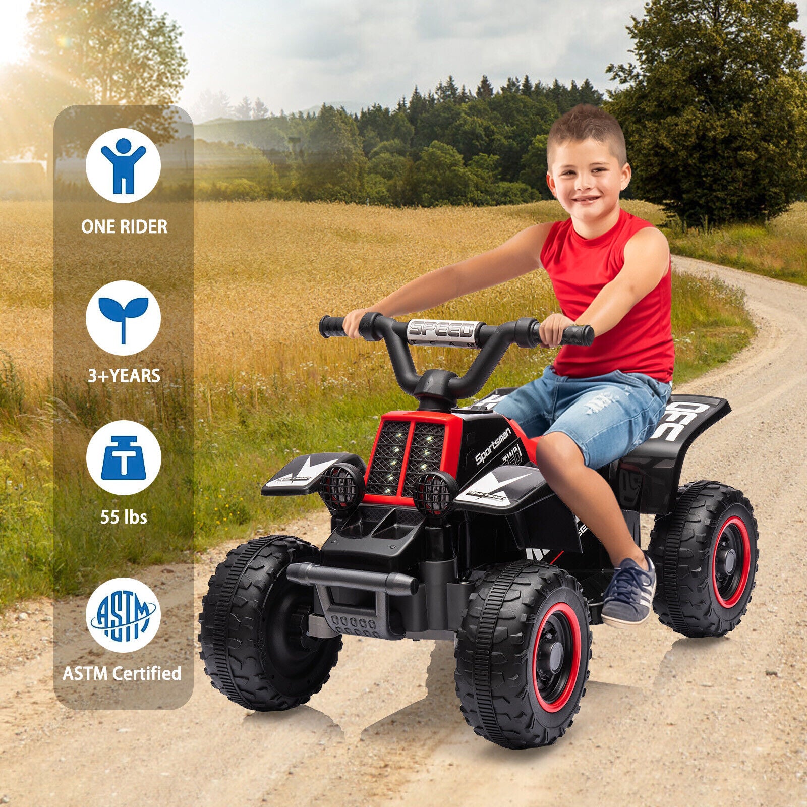 Kids Ride On Electric ATV Off-Road Quad Car 6V Battery Powered with 2 Speeds