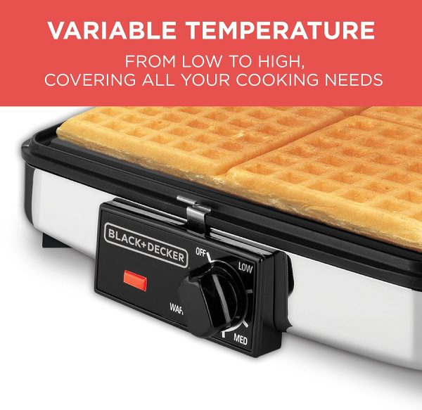 3-in-1 Waffle Maker with Nonstick Reversible Plates, Stainless Steel, G48TD