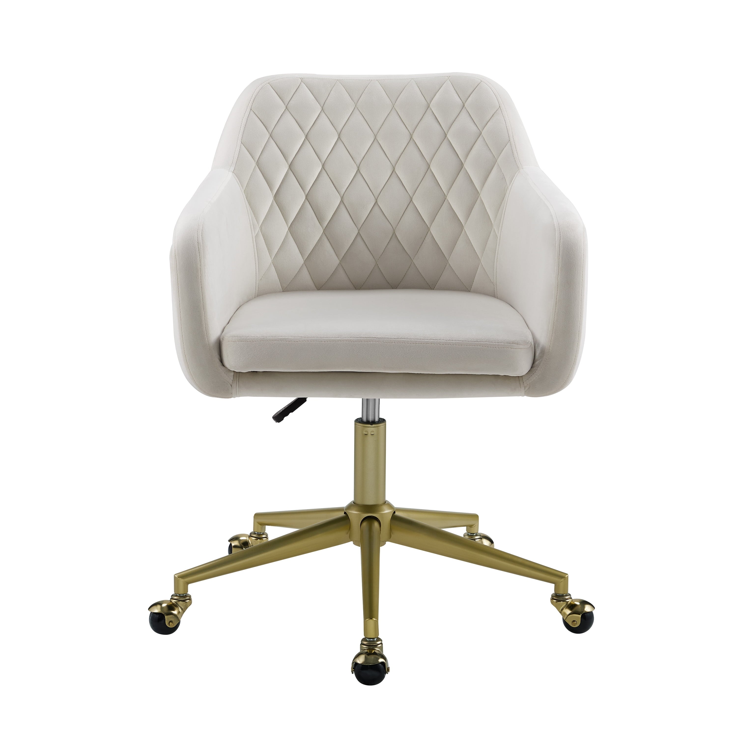 Linon Abram Task Chair with Adjustable Height & Swivel, 275 lb. Capacity, Off White Velvet Fabric