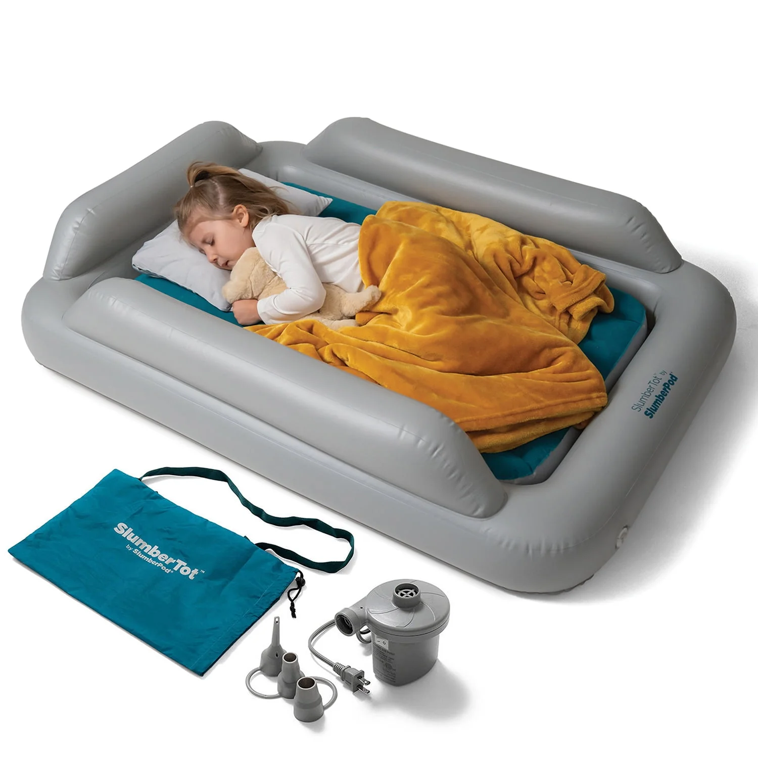 SlumberPod SlumberTot Inflatable Toddler Travel Mattress with Electric Air Pump