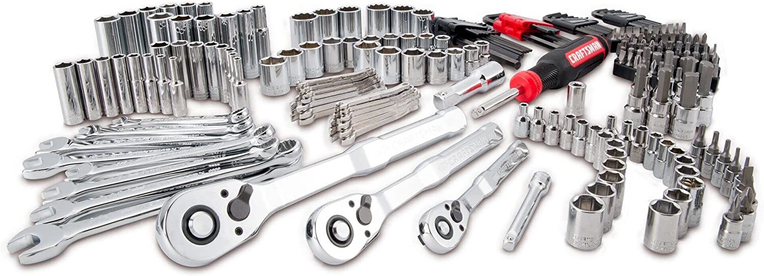 CRAFTSMAN Mechanics Tools Kit, 216-Piece with 3-Drawer Box, Chrome Finish, 72-Tooth Ratchets, 6-Point Sockets, VERSASTACK Compatible