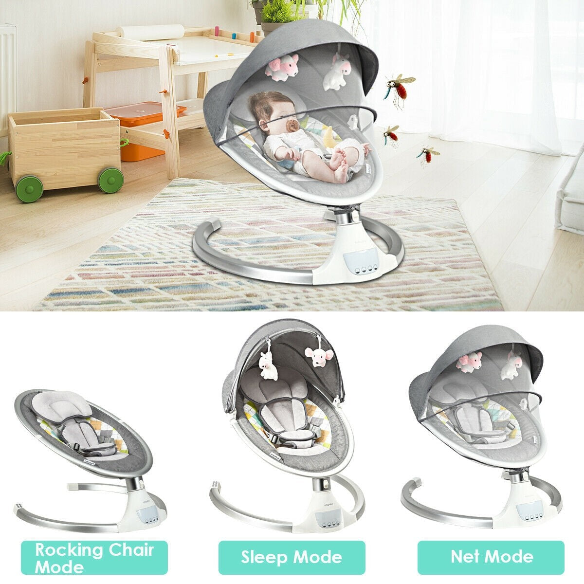 Luxury Automatic Baby Swing Bouncer Infant Rocking Chair